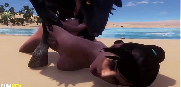  Diablo Inseminates Busty Girl on The Beach| Gangbang Monsters | 3D Porn Wild Life